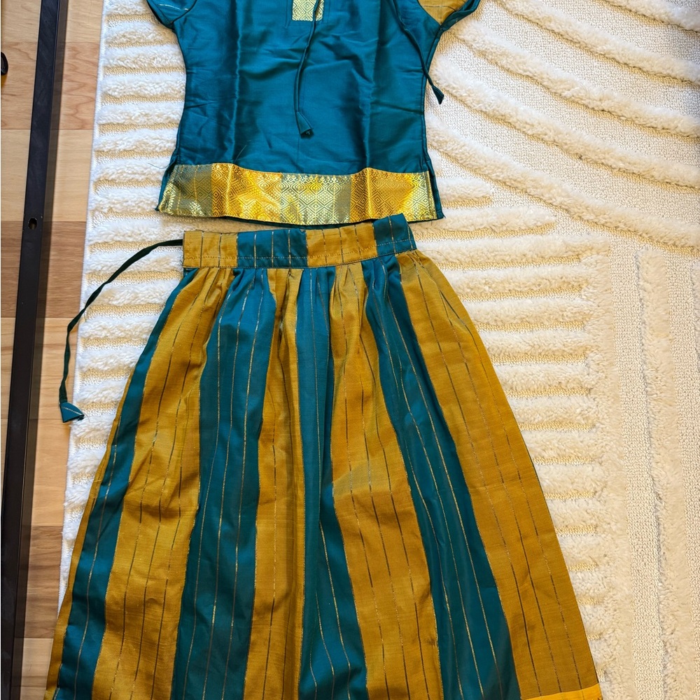 Teal and Gold Kids Dress Set